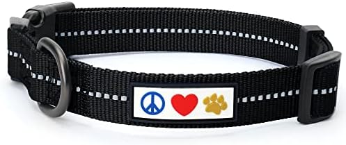Pawtitas Recycled Dog Collar with Reflective Stitched Puppy Collar Made from Plastic Bottles Collected from Oceans Extra Small Black Sea