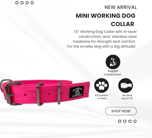 SparkDog 1.5” Working Dog Collar – Heavy Duty, Fits 13-19” Hot Pink, 1.5"