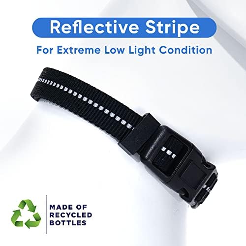 Pawtitas Recycled Dog Collar with Reflective Stitched Puppy Collar Made from Plastic Bottles Collected from Oceans Extra Small Black Sea