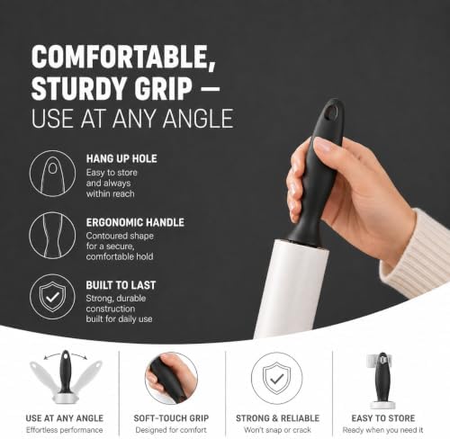 KEPLIN Lint Roller - Including 4 x Sticky Roller Replacement Heads, Quick and Easy to Use Lint Rollers, Pet Hair Remover, Removes Dust and Fluff from Garments, Furniture and Car Seats