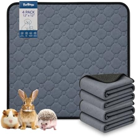 Guinea Pig Cage Liner, Washable Pee Pads, Dark Grey 4 Pack
