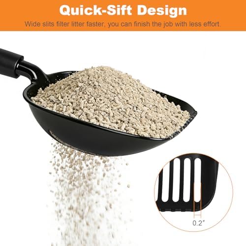 Cat Litter Scoop, Metal Litter Scooper with Detachable Long Handle