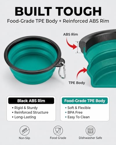 Rest-Eazzzy Collapsible Dog Bowls, 2 Pack Sturdy Portable Dog Water Bowls