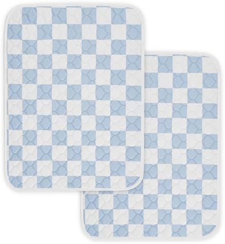 2 Pack Blue Checkered Washable Pee Pads for Dogs, Checkered Reusable Dog Pee Pads, for Puppy Playpen, Crate, Whelping Box, Potty Training, Cute Aesthetic Absorbency, Leak-Proof Non-Slip
