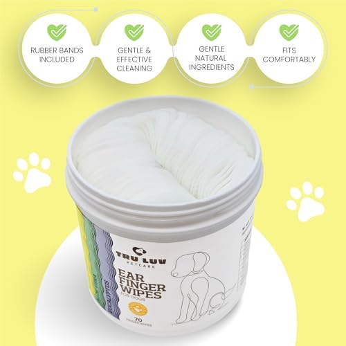 70 Ear Finger Wipes for Dogs - Finger Ear Wipes for Dogs - Dog Ear Cleaner Finger Wipes - Dog Ear Wipes Finger - Dog Ear Wipes Cleaning - Dog Ear Cleaning Pads - Clean Ear Finger Pads for Dogs
