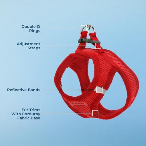 Voyager Step-in Plush Dog Vest Harness -Red Corduroy, Small