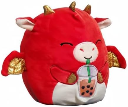 Squishmallow Official Kellytoy Fantasy Creatures Squishy Soft Animals Choose Dragons Bigfoots Unicorns (Baiden Dragon (with Boba Tea), 8 Inch)