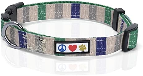 Pawtitas Pet Soft Adjustable Solid Color Nylon Puppy/Dog Collar Personalized Customizable Dog Collar Embroidered Customize w Pet Name & Phone Number X-Small Grey/Blue/Green