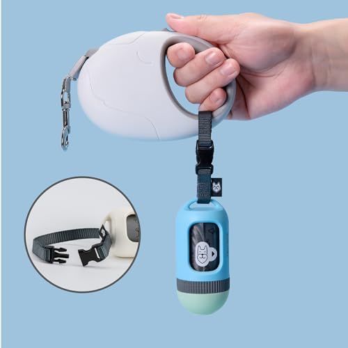 SVD.PET Dog Poop Bag Dispenser, Retractable Poop Bag Holder, Blue/Jade