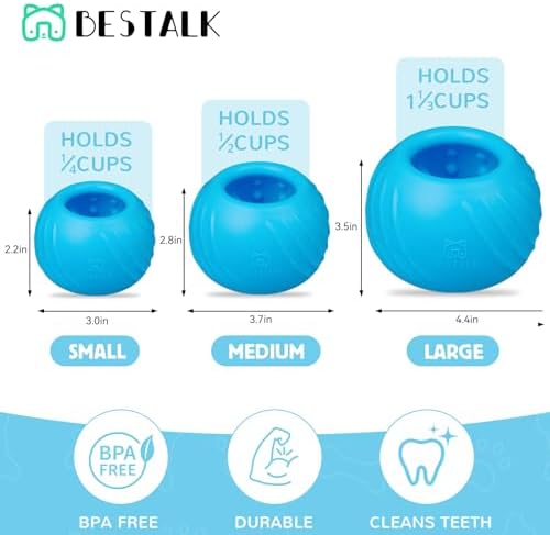 Long-Lasting Dog Lick Toy, Wobbly Dog Enrichment Lick Bowl to Keep Dogs Busy, Interactive Stuffable Dog Treat Feeder for Boredom, Silicone Treat Dispensing Chew Toy(Light Blue,L)