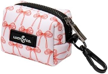 Lucy & Co. Ballet Bows Everyday Dog Poop Bag Holder - Leak Proof Dispenser - Hygienic Pet Waste Pickup - Purple Coral Floral