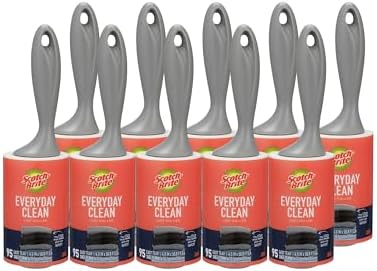 Scotch-Brite Everyday Clean Lint Roller, Lint Remover for Pet Hair, Dark Clothes, Furniture, and Dusty Surfaces, Picks Up Fur & Fluff in Your Home, Car, & Office, 10 Pack, 950 Adhesive Sheets Total