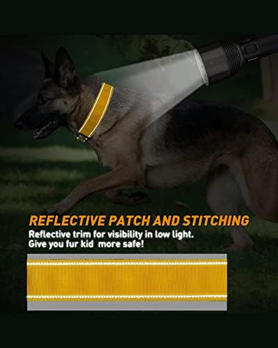 AUBELL Reflective Tactical Heavy Duty Dog Collar with Handle,Yellow L
