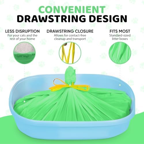 EZ Pick Up Dog & Cat Pet Waste Clean Up Bags Litter Liners (Green, 36"x18")