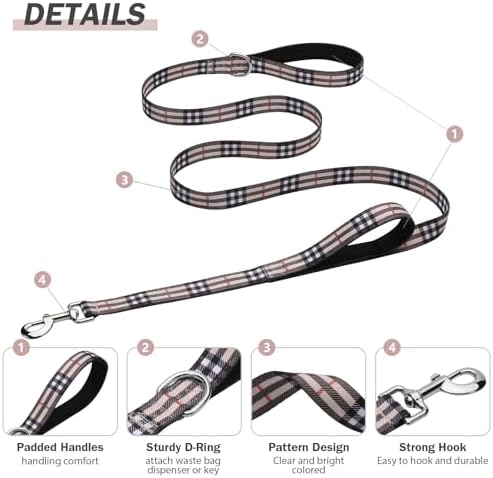 Hikiko 6FT Dog Leash Padded Double Handle with Designed Pattern