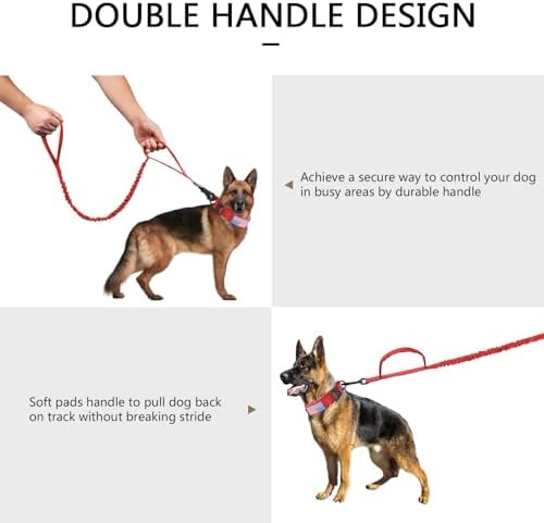 DAGANXI Tactical Dog Collar, Adjustable Military Training Nylon Dog Collar with Control Handle and Heavy Metal Buckle for Medium and Large Dogs, with Patches and Airtags Case (Red-Set, M)
