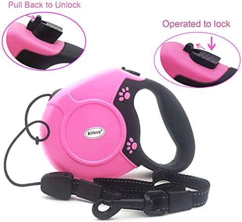 Retractable Dog Leash 26ft,360° Tangle-Free Long Cord Pets Puppy Walking Leashes,Non-Slip Handle for Small Medium Large Dogs,Up to 110 lbs (Pink)