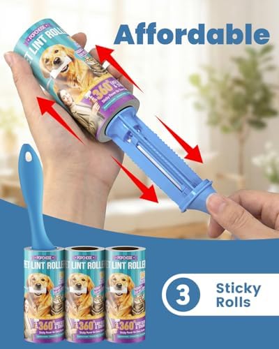 POPCHOSE Lint Roller for Pet Hair Extra Sticky, 270 Sheets with 1 Handles