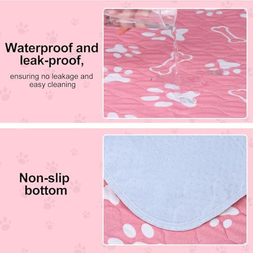 BEAUTYZOO 4 Pack Washable Pee Pads for Dogs,Reusable Puppy Pads 36x41 Pink