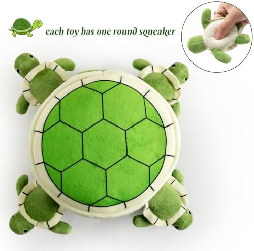 Hollypet Squeaky Hide and Seek Dog Toys for Small and Medium Dogs, Turtle