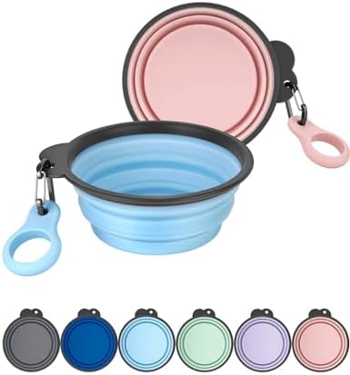 Aonkey 2 Pack 37oz/4.6 Cup Collapsible Dog Bowls with Bottle Carrier