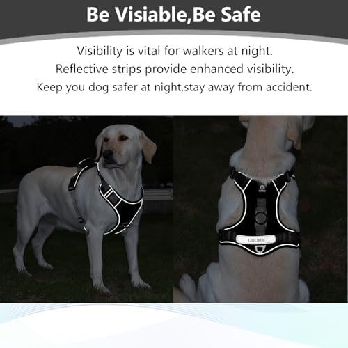 Upgraded Dog Harness with AirTag Holder, Escape Proof Adjustable Vest for Large Dog Outdoor Walking, Soft Breathable Jacket with Reflective Strips for Dark Night