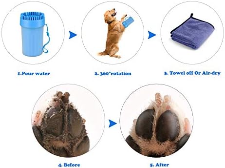 Dog Cat Paw Cleaner Cup Set,4 in 1 Silicone Dog Paw Washer Cup with Towel and Pet Grooming Bath Brush,Portable Pet Cleaning Brush for Puppy Cats Massage Grooming Dirty Claws