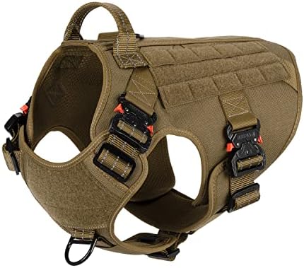 ICEFANG Tactical Dog Harness for Large Dogs,Full Metal Buckles Dog Vest