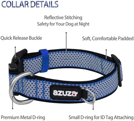 azuza Airtag Dog Collar, Small Dog Collar with Airtag Holder, Dark Blue, S