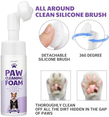 Magic Brush Paw Cleaner for Dogs & Cats, No-Rinse Foaming Pet Foot Washer with Built-in Scrubber Brush for Dirty, Muddy Paws – Suitable for Small, Medium & Large Dogs, Puppies, Kittens (5 fl oz)