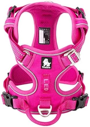 WINHYEPET True Love No Pull Dog Harness Extra Reflective Pet Harness for Small Medium Large Dogs Adjustbale for Running Walking Padded Soft Mesh Vest Easy Control TLH56512(Fushcia,L)