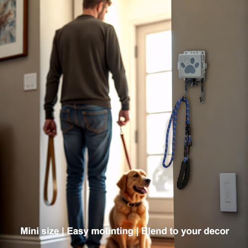 Dog Poop Bag Dispenser Wall Mounted Pet Waste Bags Holder With Hooks And 2 Rolls, Mini All-Weather Doggie Bag Dispenser For Home Inside Or Outside(1 mini dispenser)