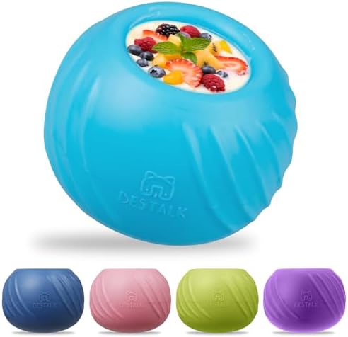 Long-Lasting Dog Lick Toy, Wobbly Dog Enrichment Lick Bowl to Keep Dogs Busy, Interactive Stuffable Dog Treat Feeder for Boredom, Silicone Treat Dispensing Chew Toy(Light Blue,S)