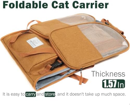 Cat Backpack Expandable, Cat Carrier for Travel & Hiking, Waterproof with Breathable Mesh, Durable Oxford Cloth, Airline Approved Pet Carrier,Use for Cats and Small Dogs (Brown)