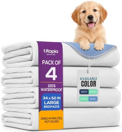 4 Pack Washable Pee Pads for Dogs 34" x 52", Waterproof Dog Training Pads