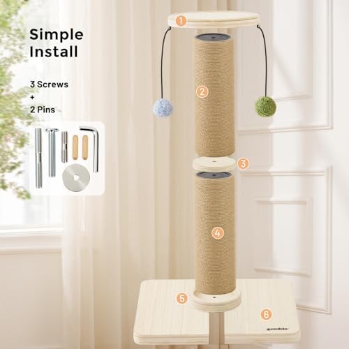 ZOMISIA 35'' Tall Cat Scratching Post for Indoor Cats Adults