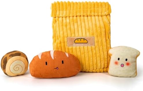 Hollypet Squeaky Hide and Seek Dog Toys for Small and Medium Dogs, Bread