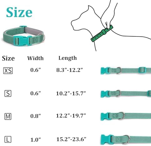Reflective Nylon Padded Dog Collar with Quick Release Buckle