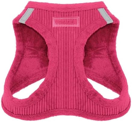 Voyager Step-in Plush Dog Vest Harness -Fuchsia Corduroy, Small