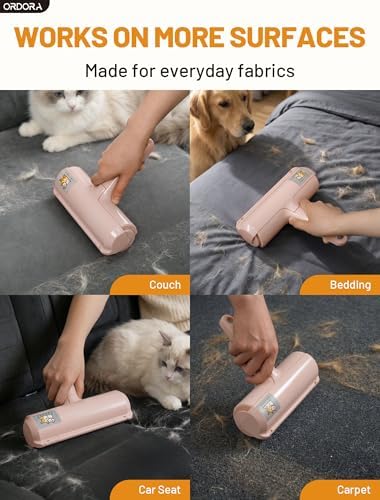 ORDORA Pet Hair Remover Roller, Reusable Lint Roller for Dog and Cat Hair