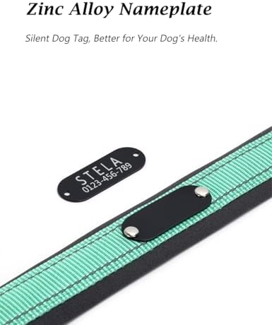 Personalized Reflective Dog Collar with Silent ID Plate - Custom Engraved Pet Name & Phone Number, Nylon Basic Collar for Small Medium Large Dogs