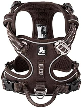 WINHYEPET True Love No Pull Dog Harness Extra Reflective Pet Harness for Small Medium Large Dogs Adjustbale for Running Walking Padded Soft Mesh Vest Easy Control TLH56512(Brown,L)