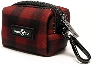 Lucy & Co. Holly Jolly Dog Poop Bag Holder - Cute Designer Pet Waste Bag Dispenser, One Size, Red Buffalo Plaid