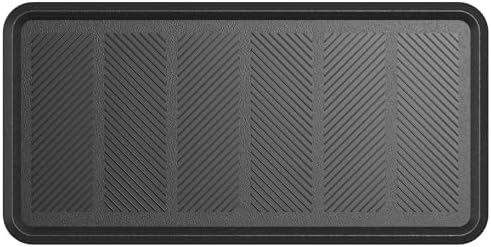 Ottomanson Indoor/Outdoor Boot Tray Non-Slip Rubber 16" x 32" Modern Entryway Mat for Entryway, Patio, Backyard, Garage, 16" x 32", Black