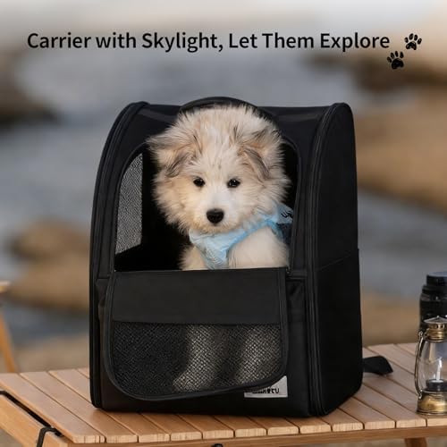 wakytu Cat Carrier Backpack,Pet Backpack Carrier for Small Cats Dogs,Black