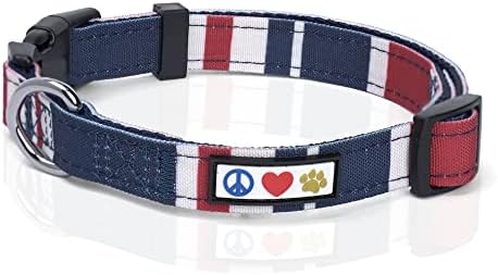 Pawtitas Pet Soft Adjustable Solid Color Nylon Puppy/Dog Collar Customizable Dog Collar X-Small, Red/White/Blue