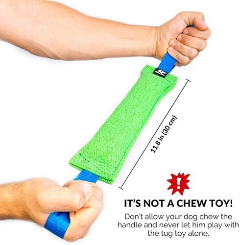 Bull Fit K9 Dog Bite Tug Toy with 2 Strong Handles - Made of Durable & Tear-Resistant French Linen - Perfect for Tug of War, Fetch & Puppy Training - Ideal for Medium to Large Breeds