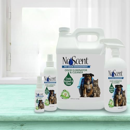No Scent Crate Kennel & Floor Cleaner for Dog Run, Cat Carrier, Hard Surface Pet Odor & Stain Management (128 Fl Oz / 3.8 Liter) Gallon