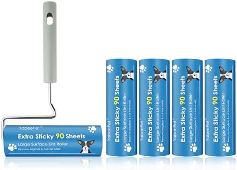 Extra Sticky Large Surface Lint Roller, 6.3'' Giant Lint Roller for Pet Hair, Lint Remover Roller for Cat Hair, Clothes, Furniture (1 Handle + 450 Sheets)