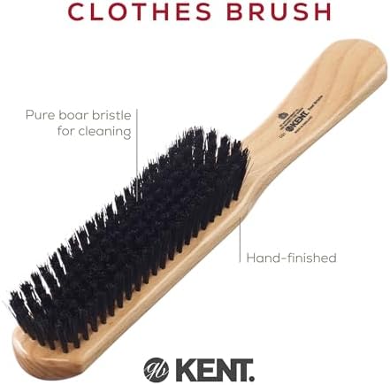 Kent CG1 Clothes Brush Cherrywood 100% Natural Black Bristle and Lint Remover Especially for Jeans or Corduroy Garments for Keeping Fabrics Free from Fibres, Fluff and Pet Hair. Made in England